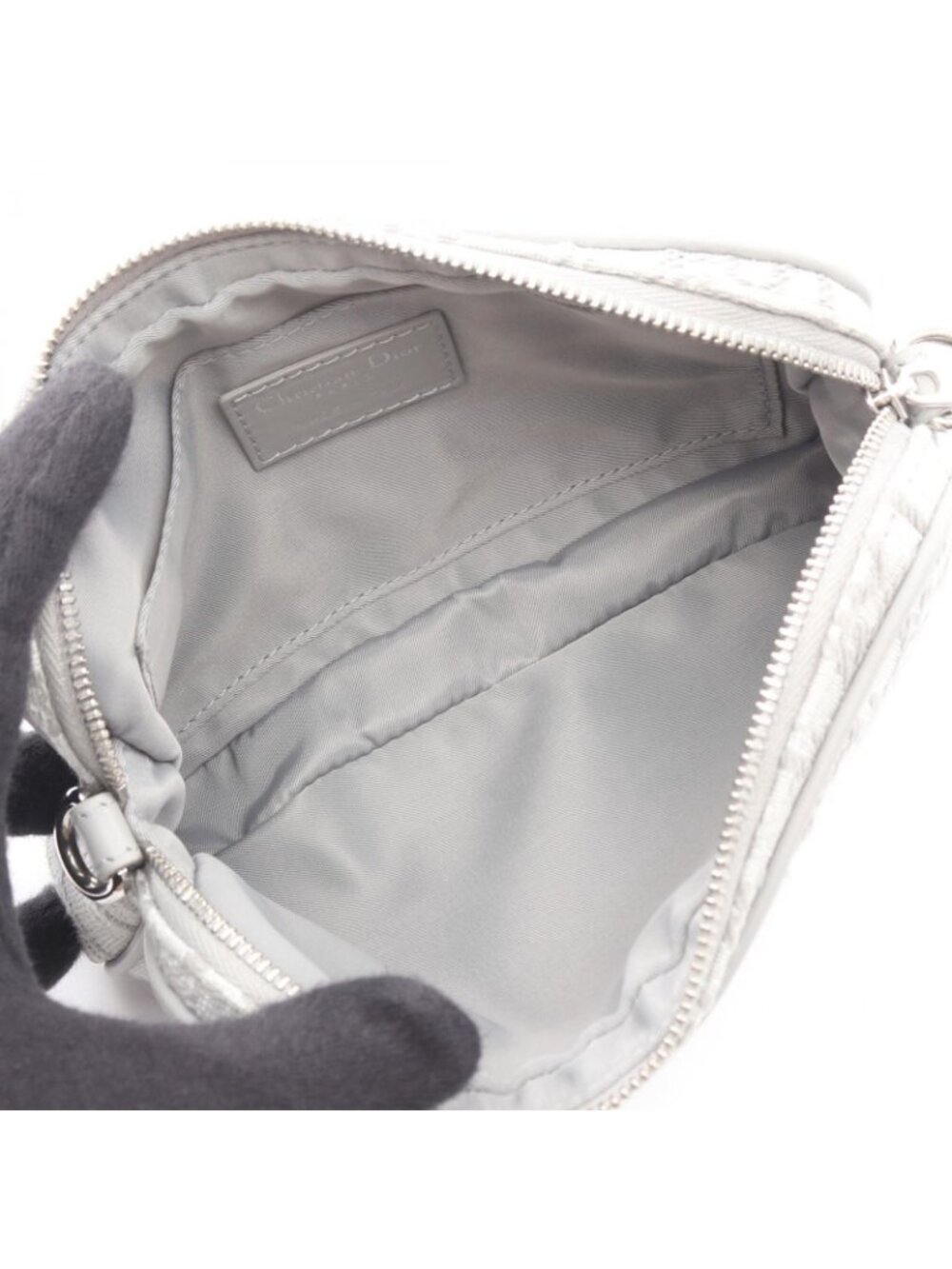 Dior Shoulder Bag Kids Multi Function Small White Oblique Gray Canvas - Picture 3 of 8